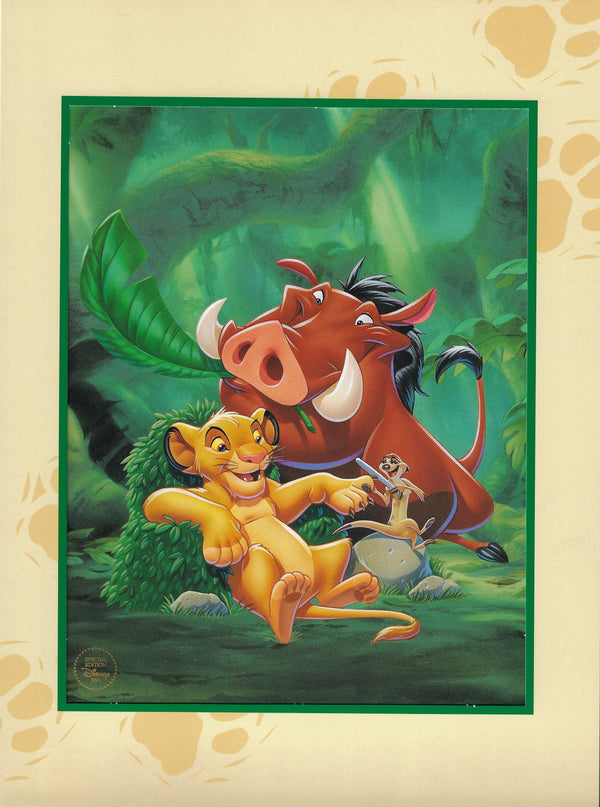 LION KING Limited Edition Lithograph Walt Disney Animation Art Simb, Timon & Pumba - The Cricket Gallery