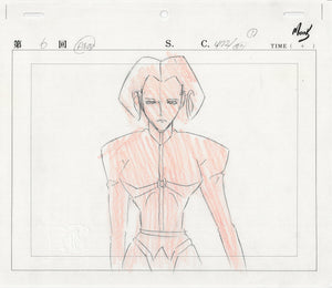 Aeon Flux Original 1990s Production Cel Drawing Animation Art MTV Red - The Cricket Gallery