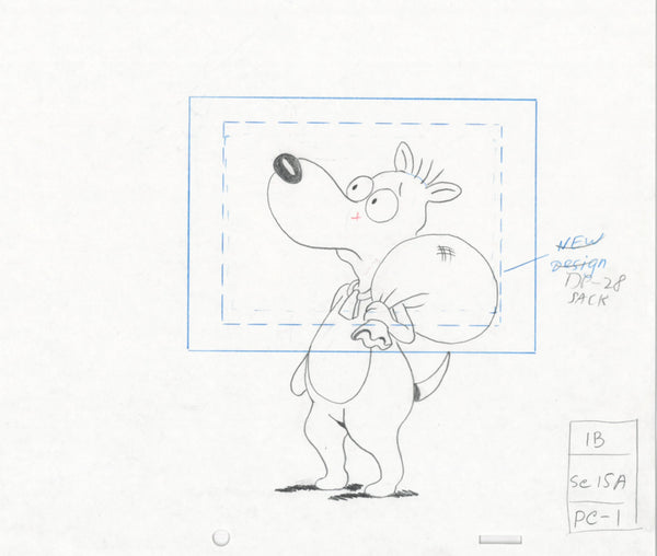 Doug Funnie Original 1990's Production Cel Drawing Animation Art Porkchop - The Cricket Gallery