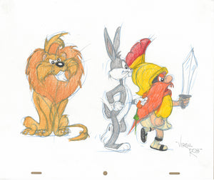 Signed Warner Brothers Original 1990's Color Drawing Virgil Ross Roman Legion-Hare Bugs Bunny - The Cricket Gallery