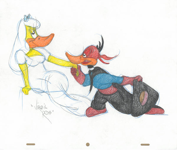 Signed Warner Brothers Original 1990's Color Drawing Virgil Ross Scarlet Pumpernickel - The Cricket Gallery
