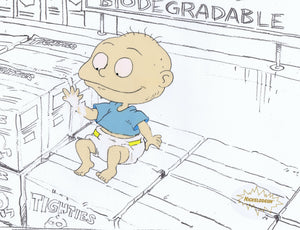 Rugrats Original 1990's Production Cel Animation Art Tommy Diapers - The Cricket Gallery
